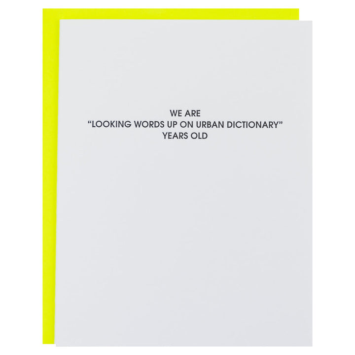 Urban Dictionary Years Old card