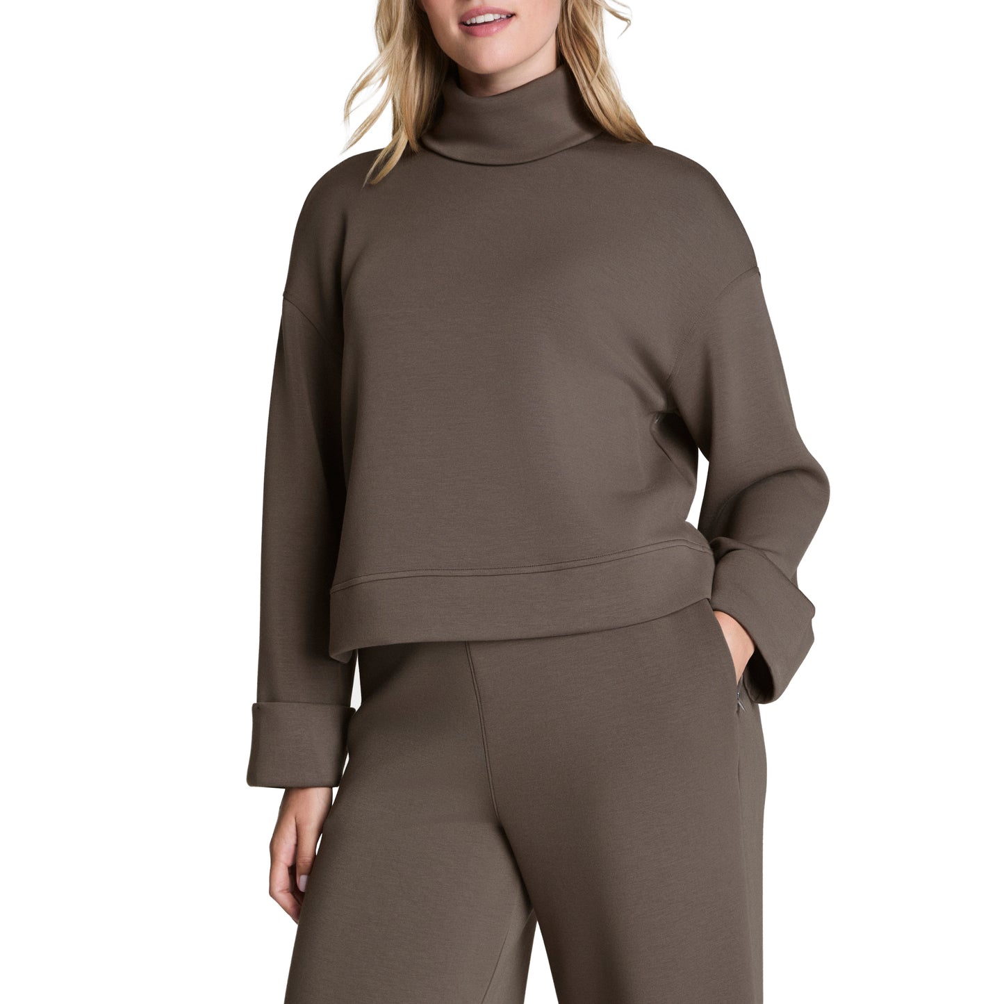 Air Essentials Cropped Turtleneck - Mineral