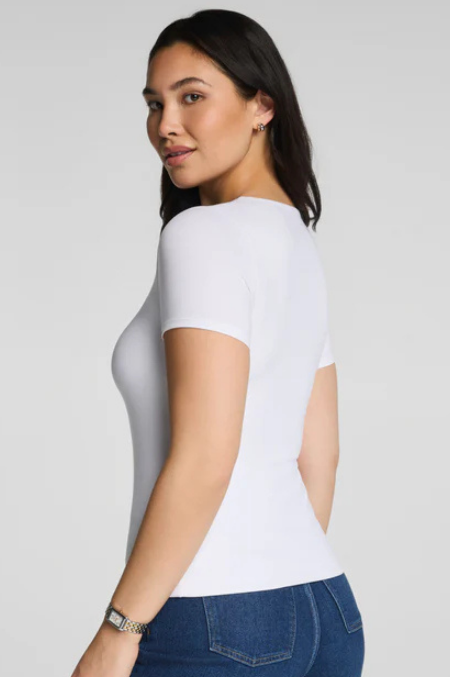 Spanxsmooth Jersey V-neck Tee - Classic White