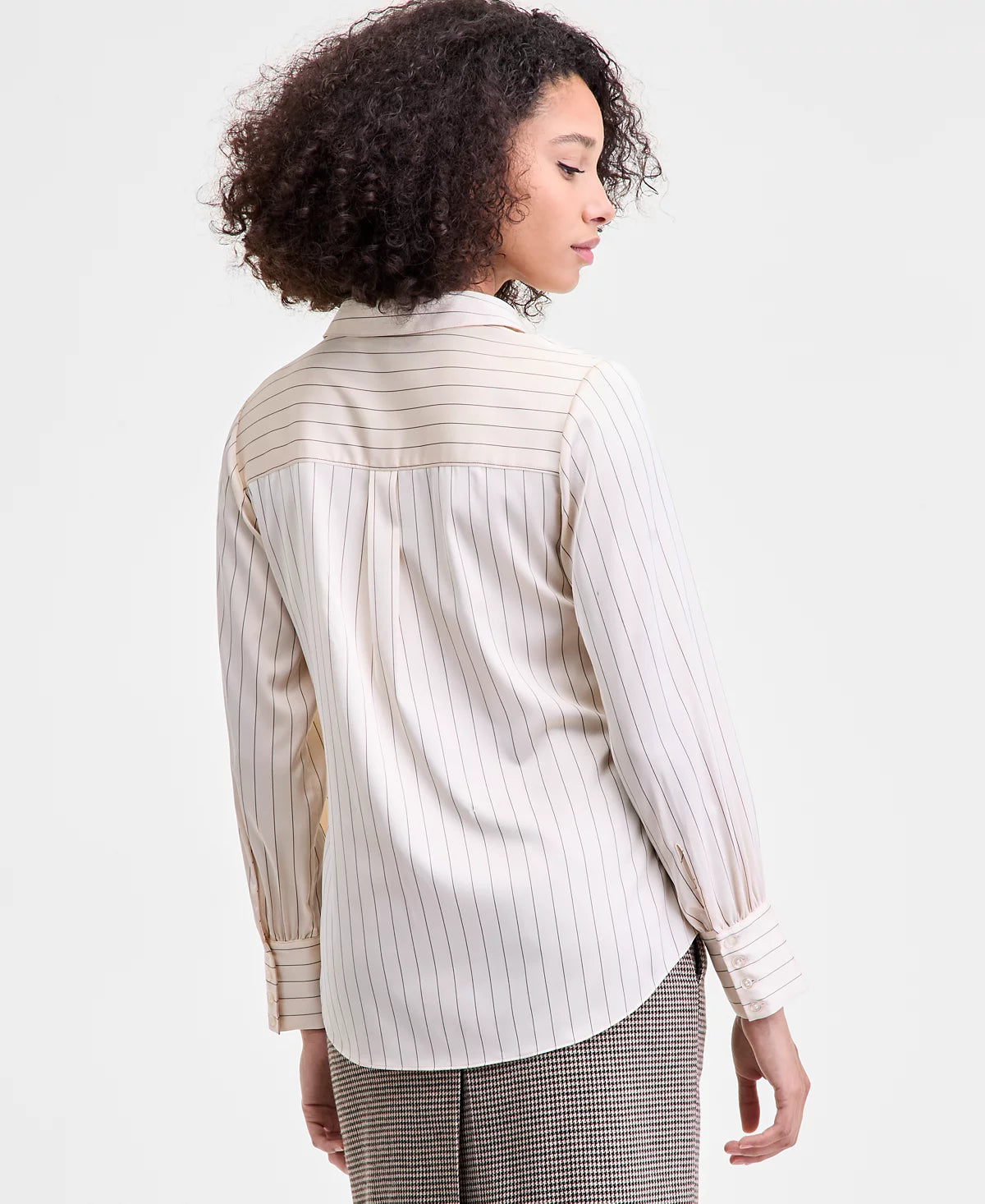Satin Pinstripe Blouse - Porcelain Cream/Black