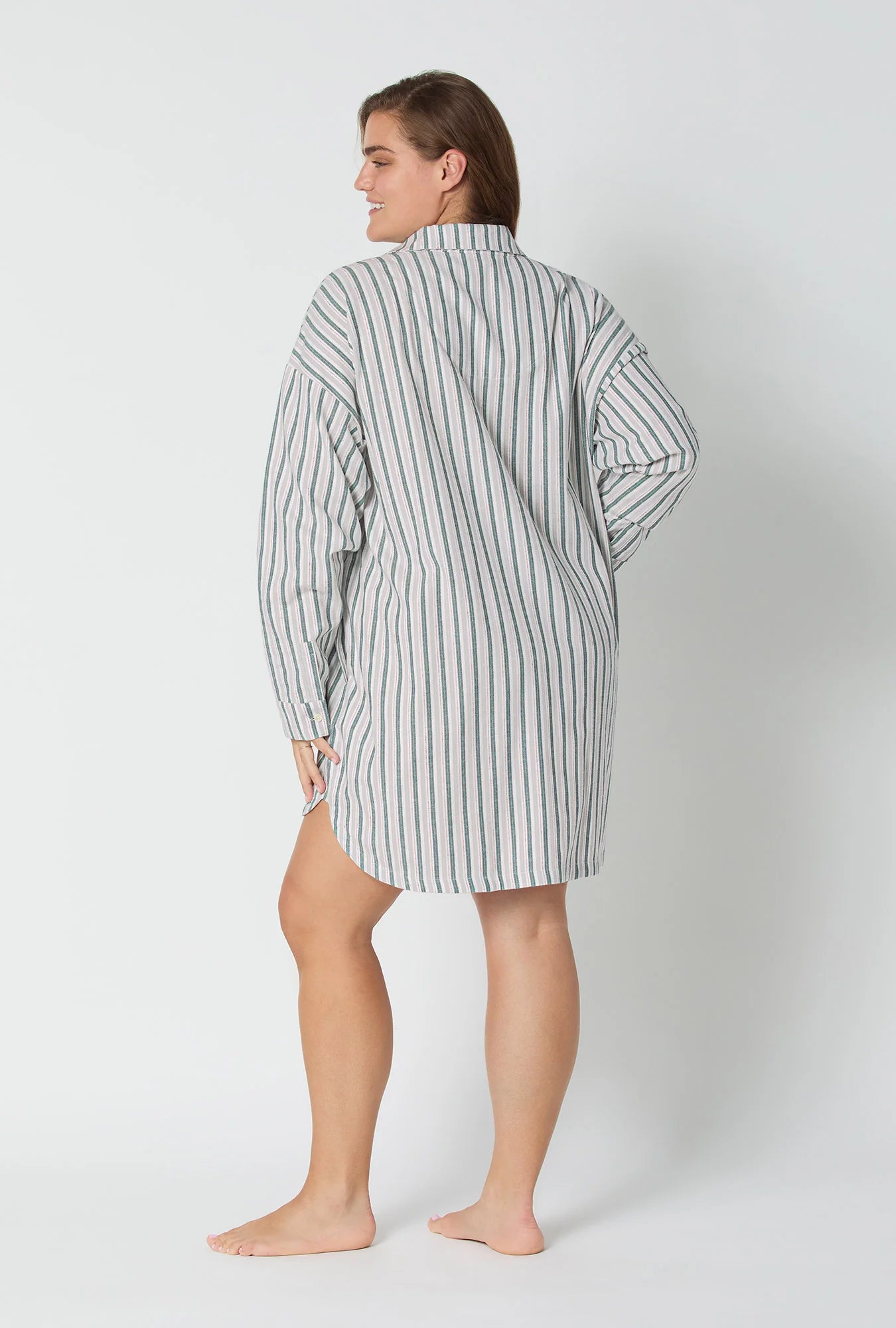 High Low Flannel Boyfriend Shirt - Peppermint