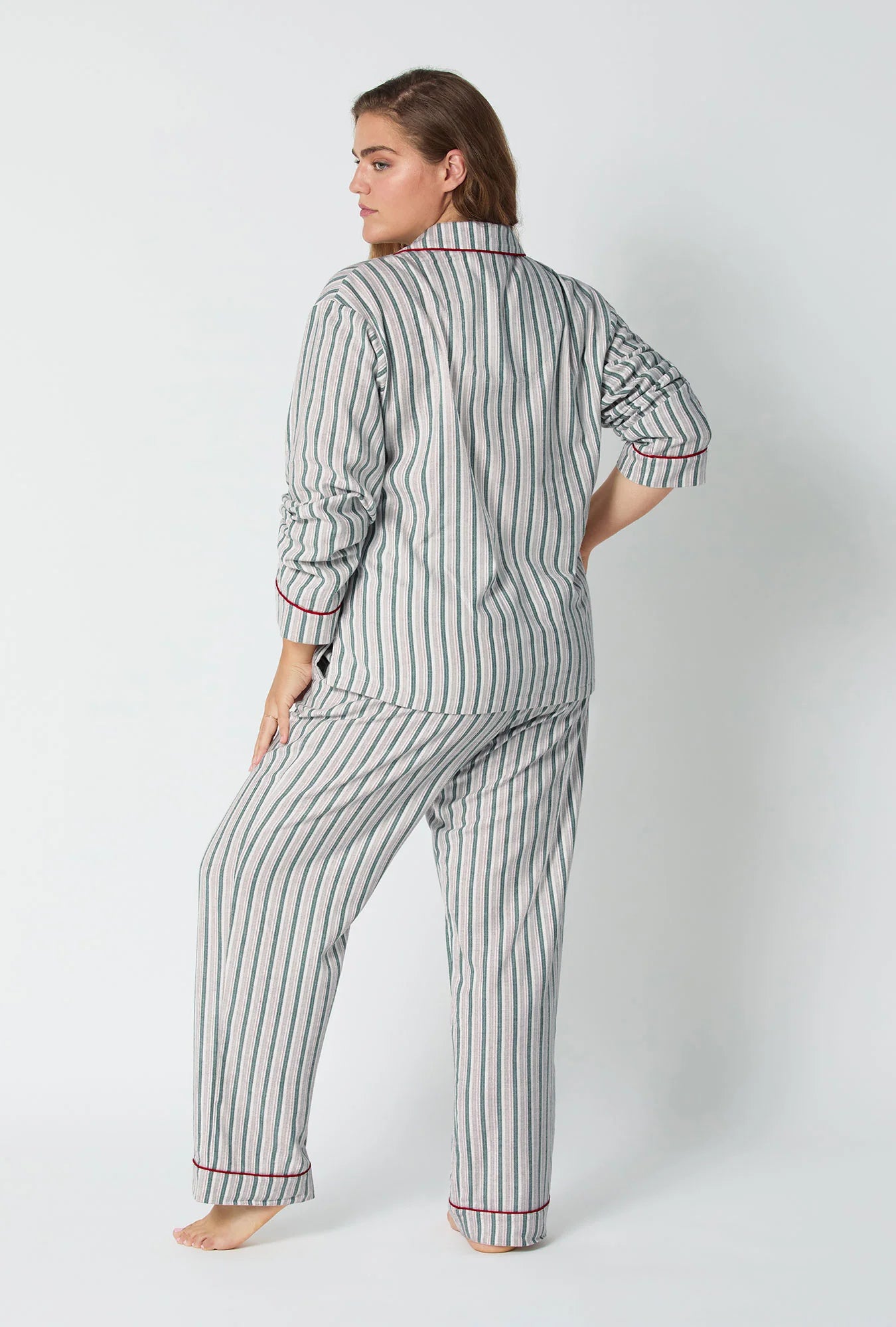 Long Sleeve Classic Woven PJ Set - Peppermint Stripe