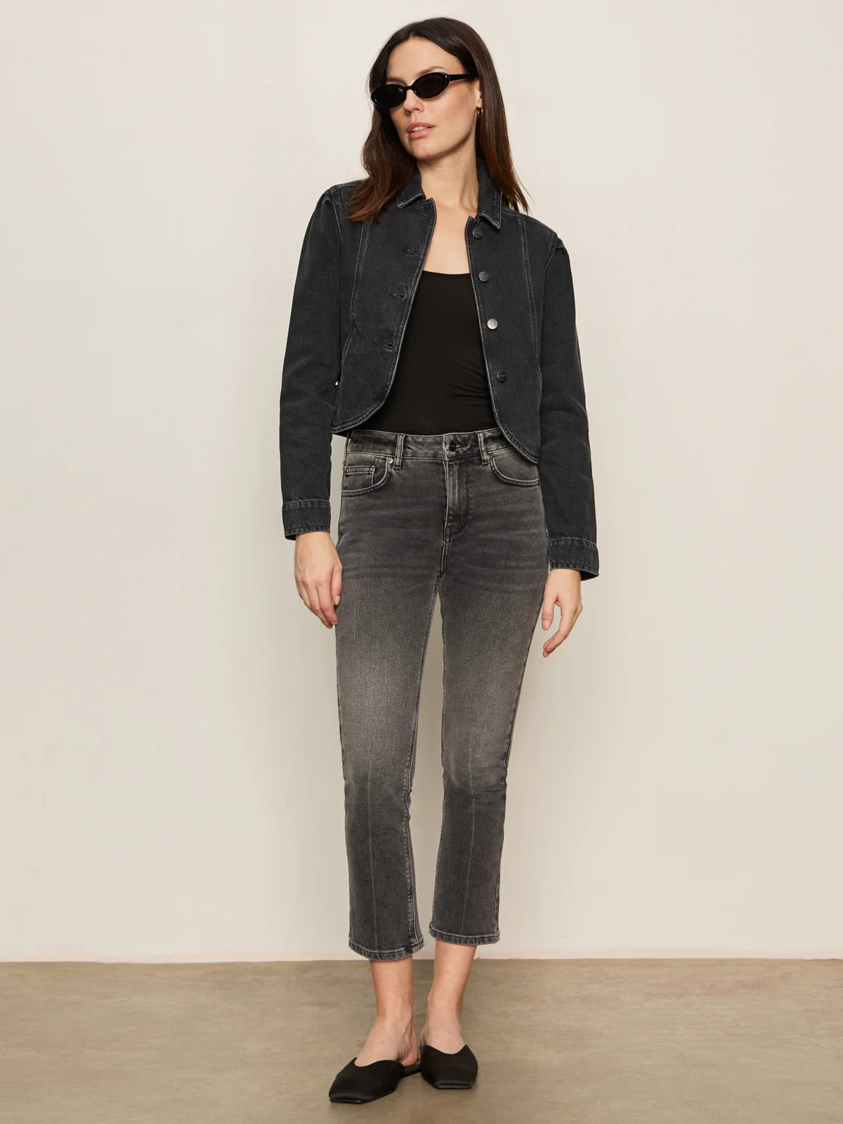 Denim Jacket - Washed Black Denim