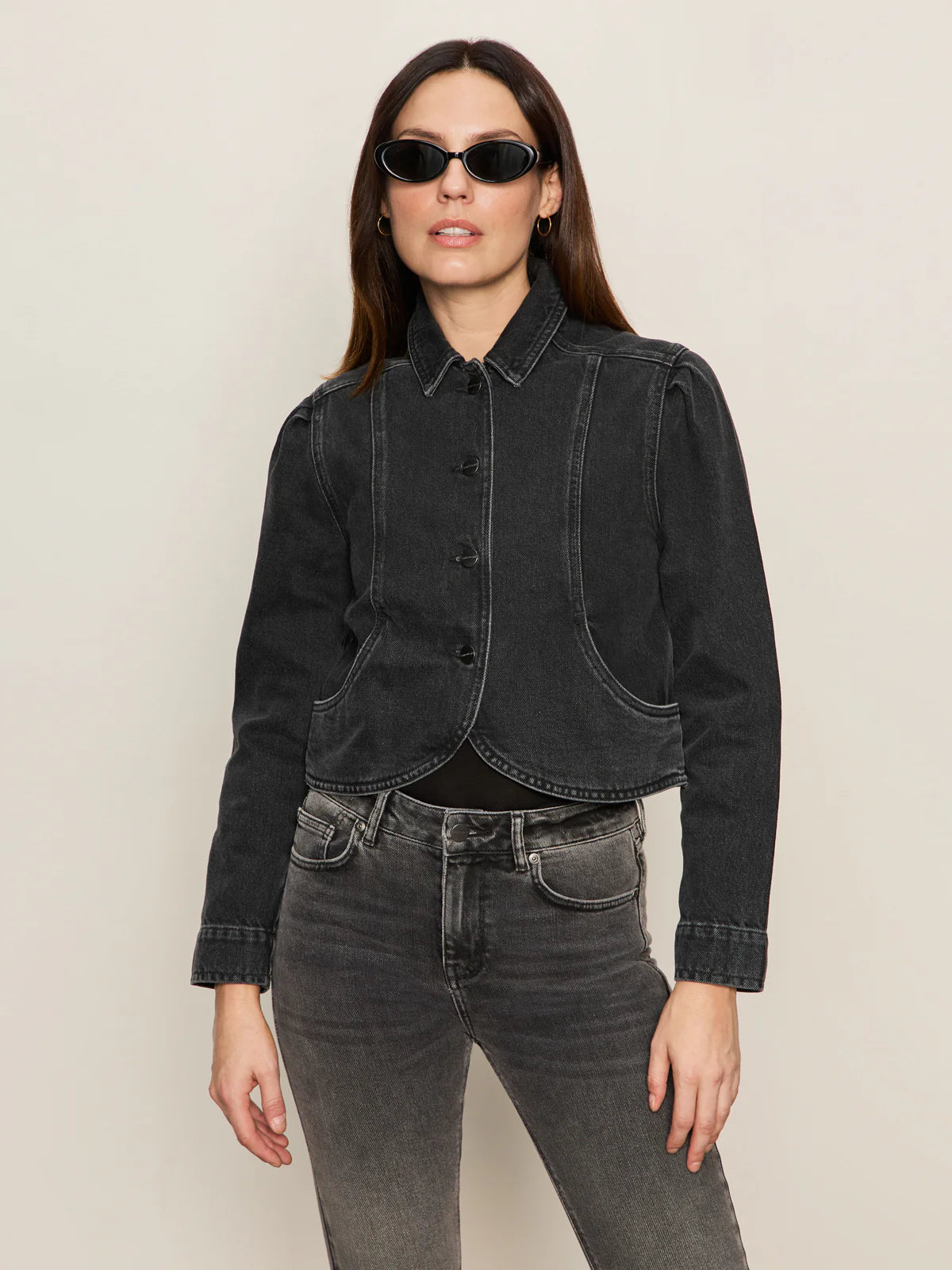 Denim Jacket - Washed Black Denim
