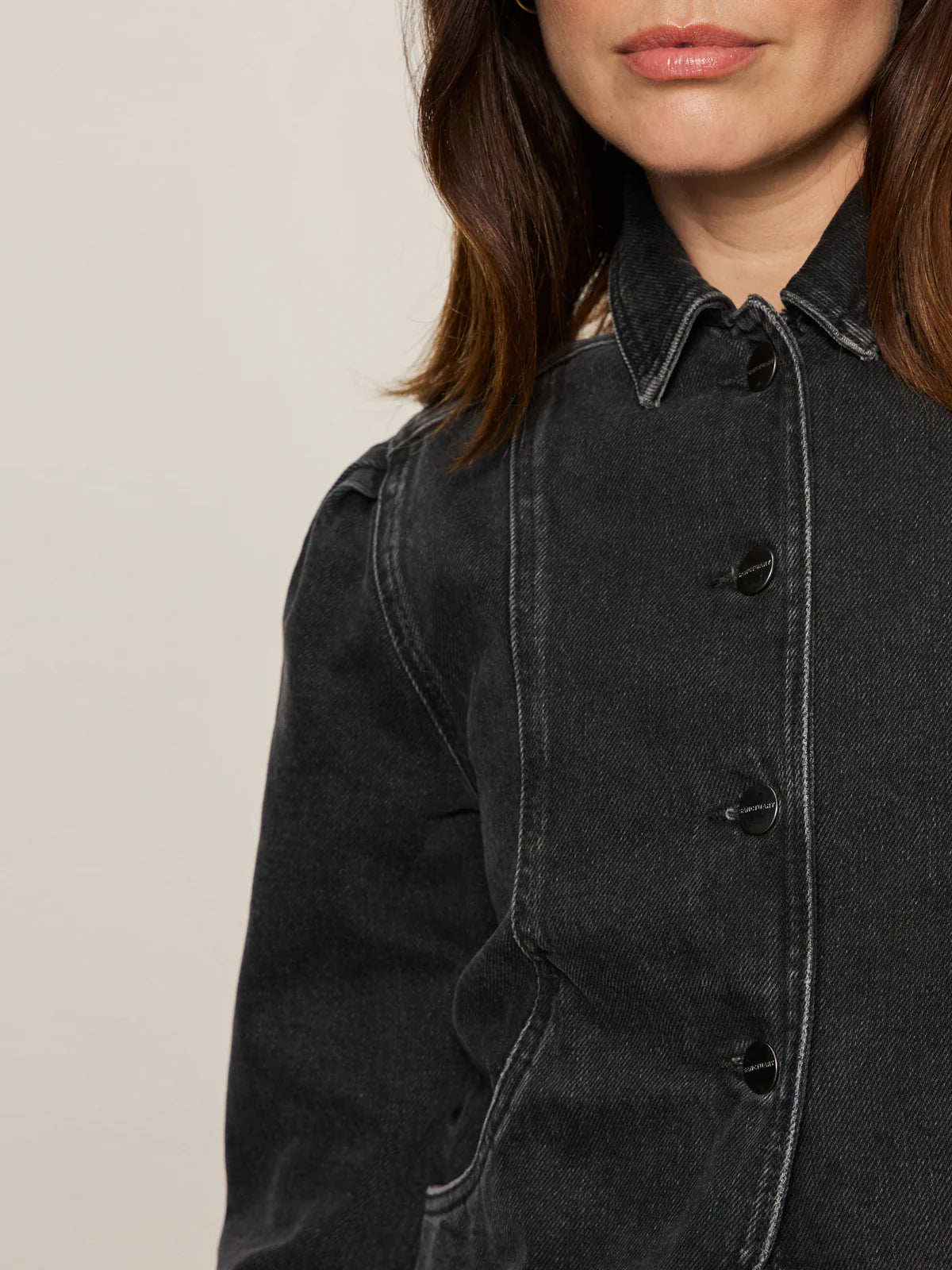 Denim Jacket - Washed Black Denim