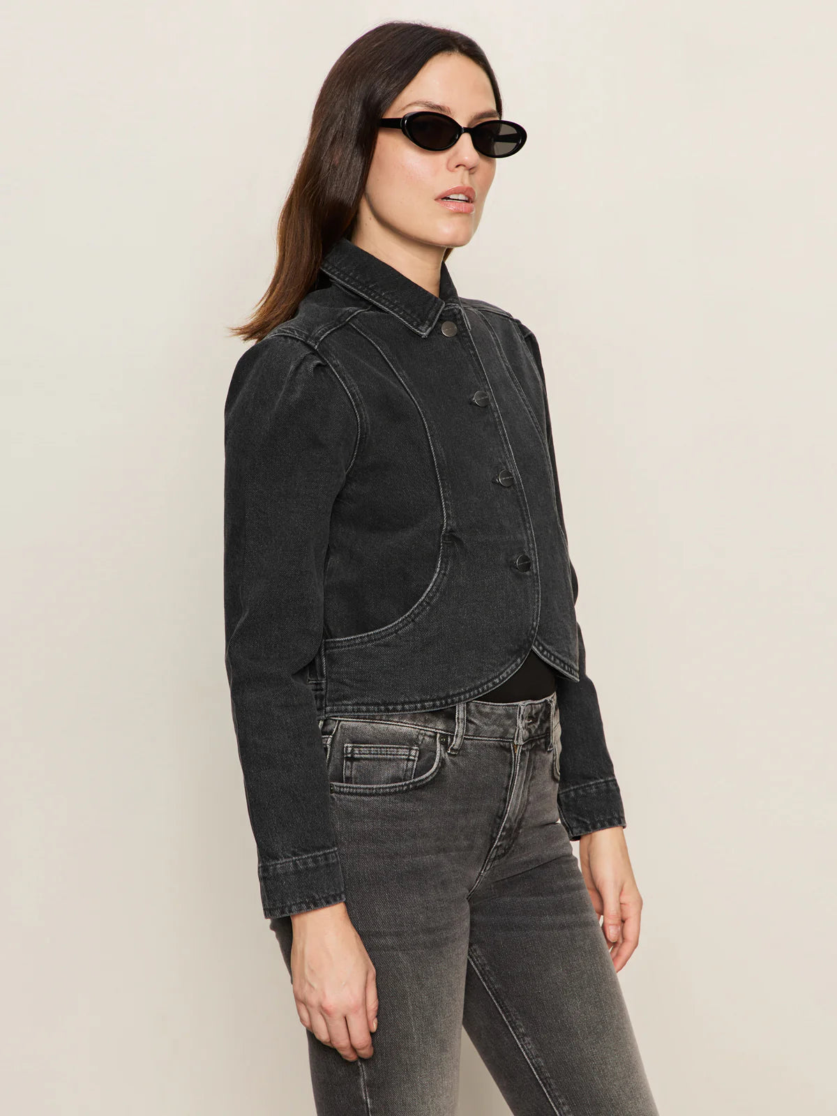 Denim Jacket - Washed Black Denim