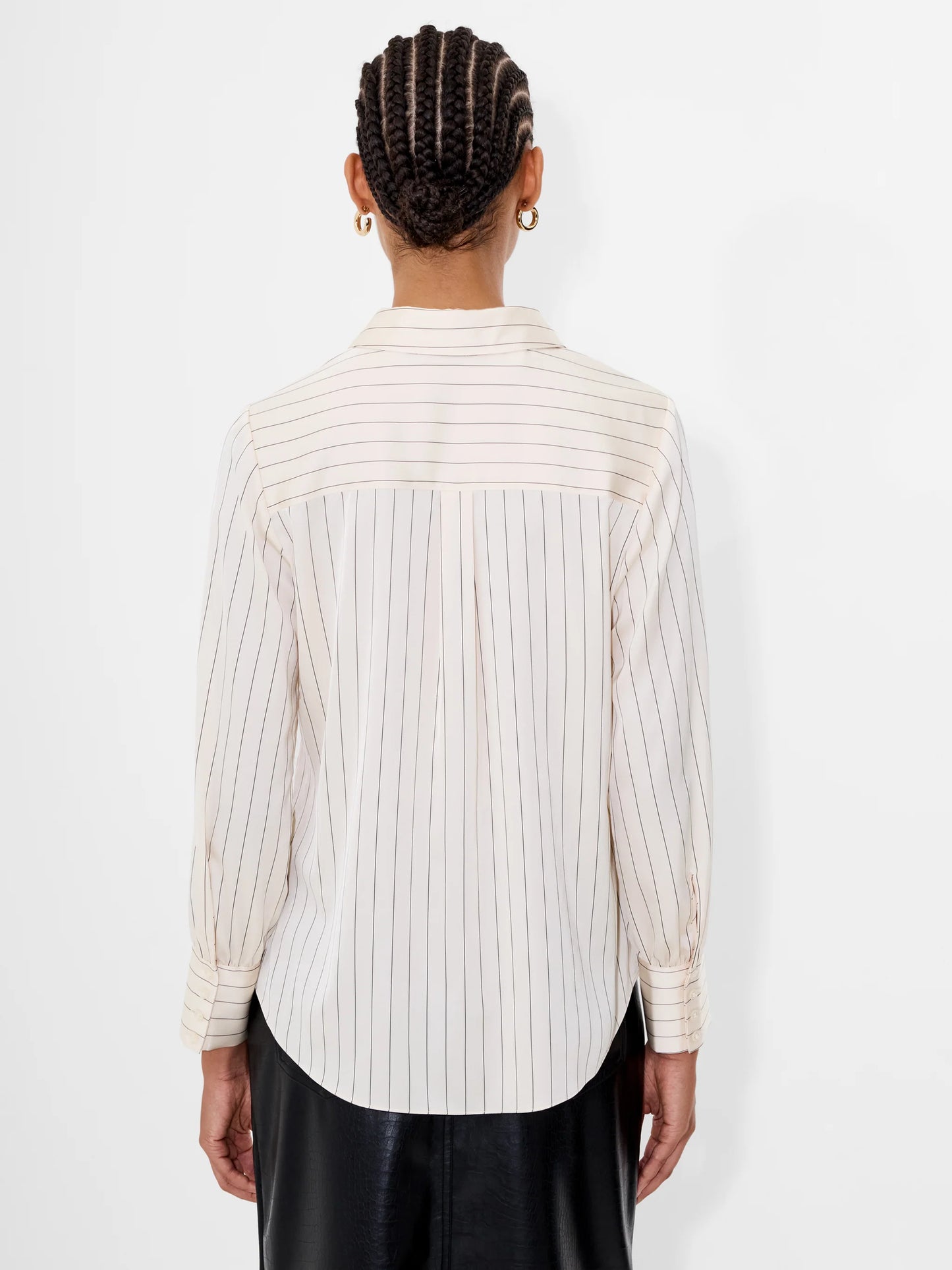 Satin Pinstripe Blouse - Porcelain Cream/Black