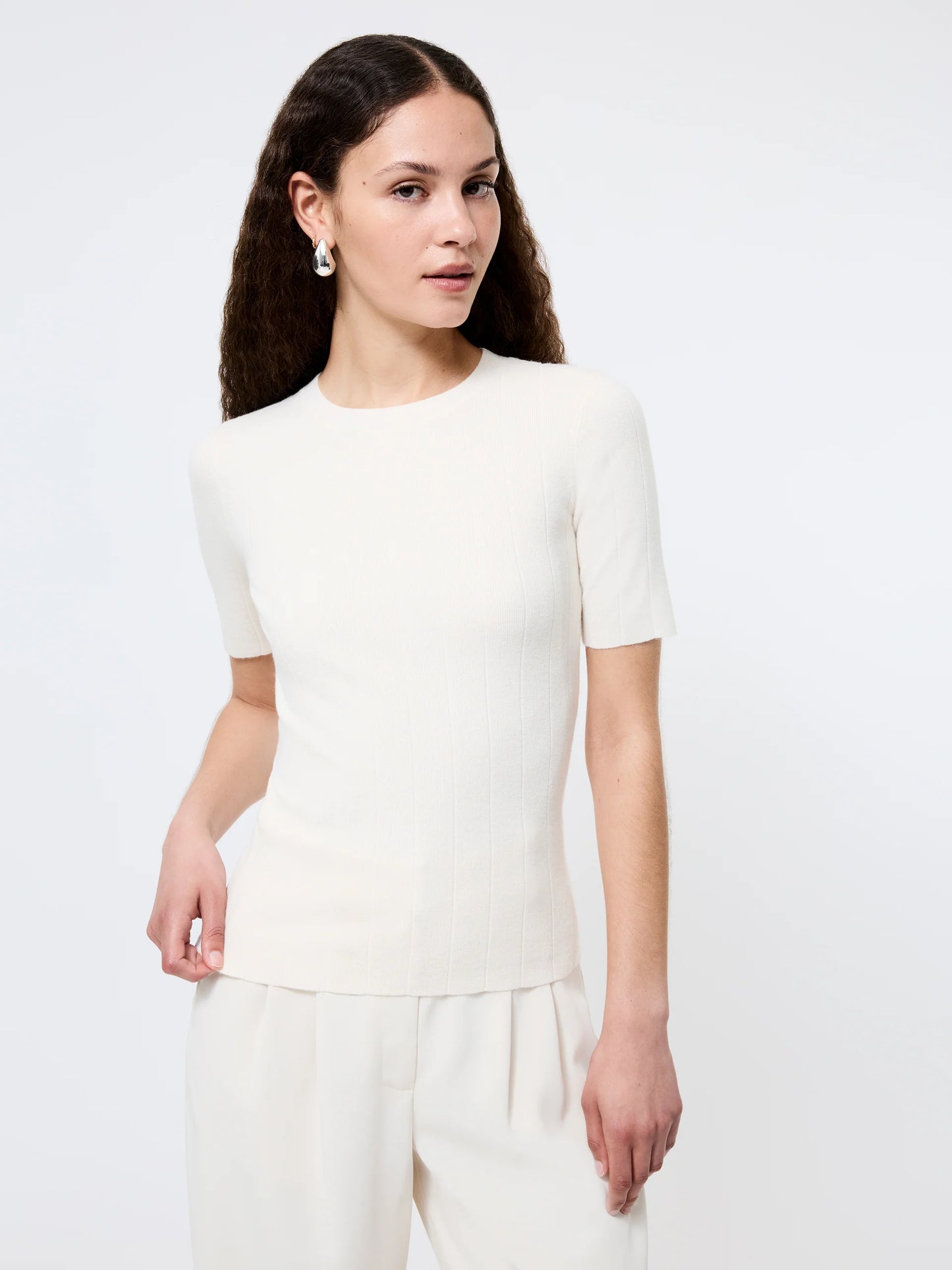Marley Knit Wide Rib Top - Porcelain Cream