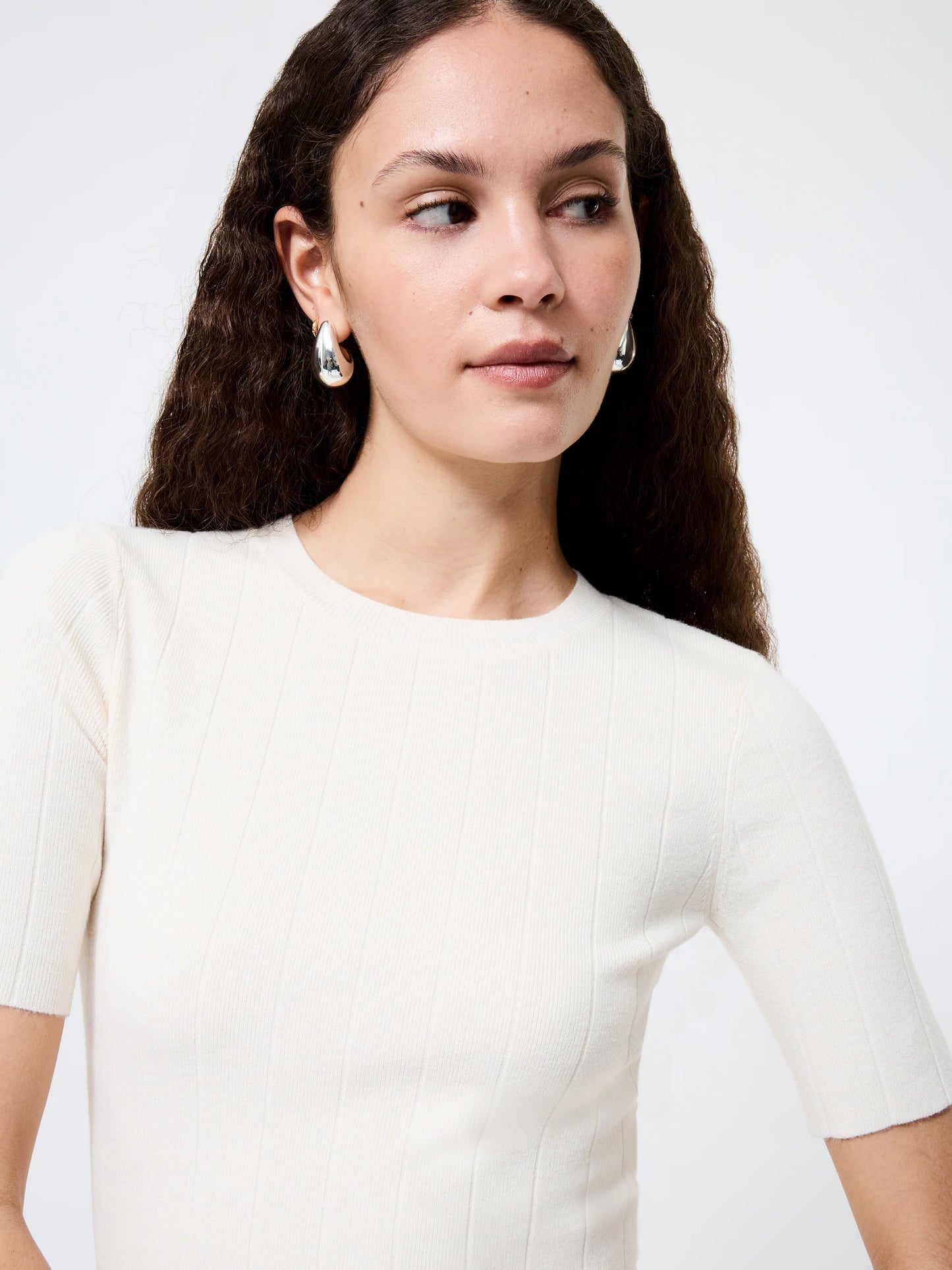 Marley Knit Wide Rib Top - Porcelain Cream