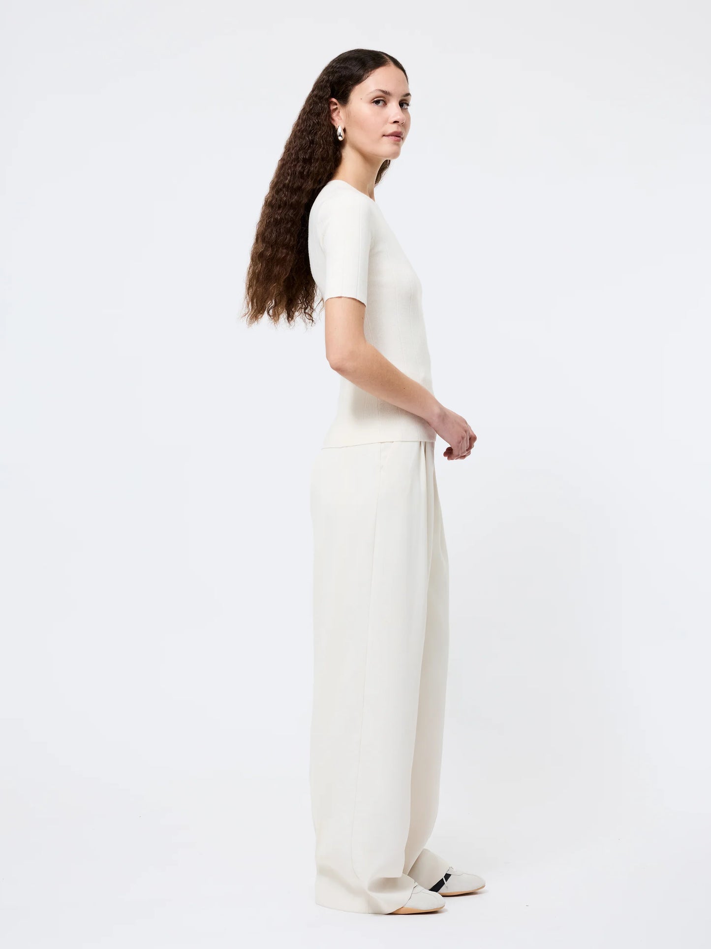 Marley Knit Wide Rib Top - Porcelain Cream