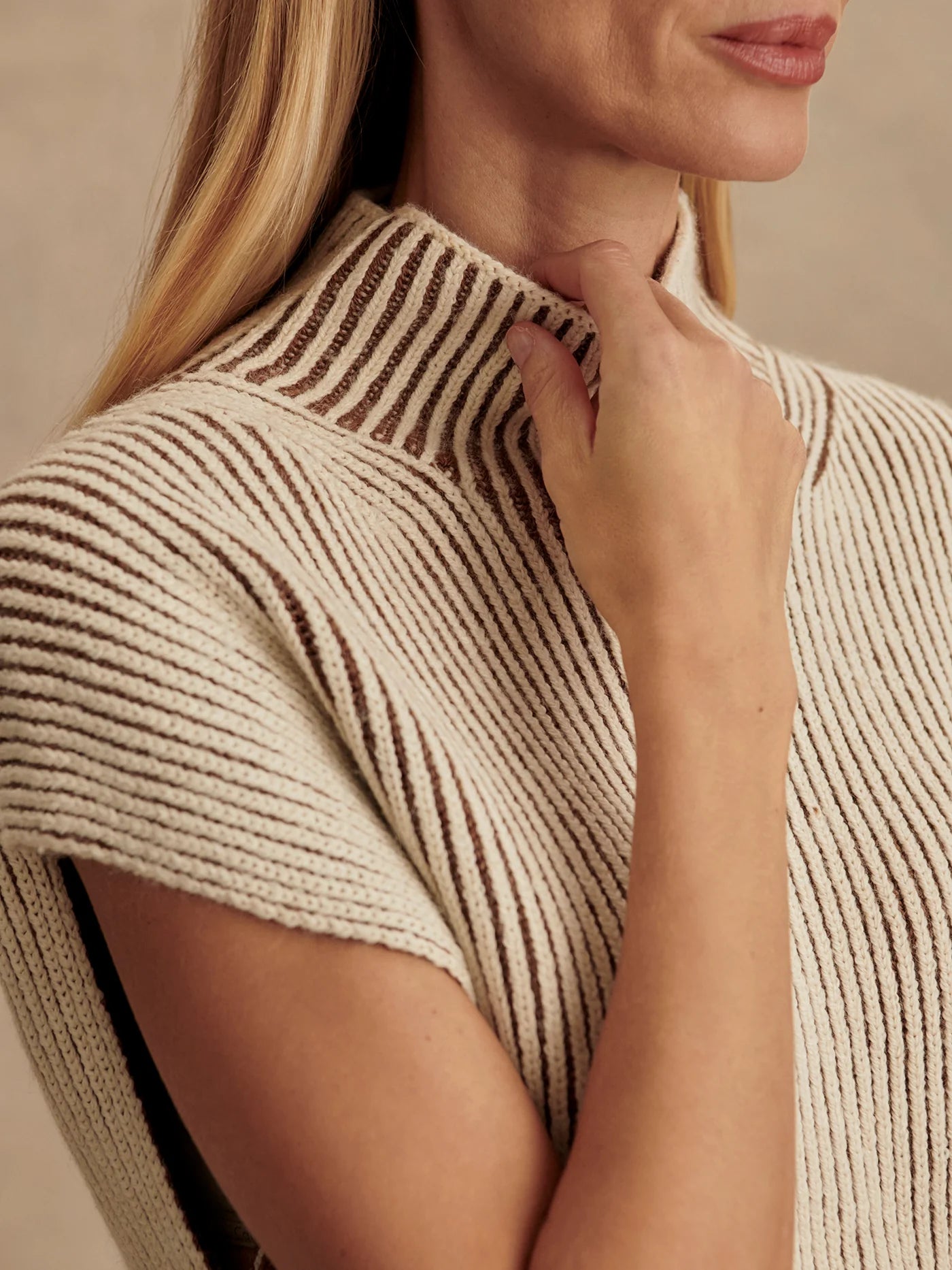 Lauren Plated Knit Tank - Cocoa Dust