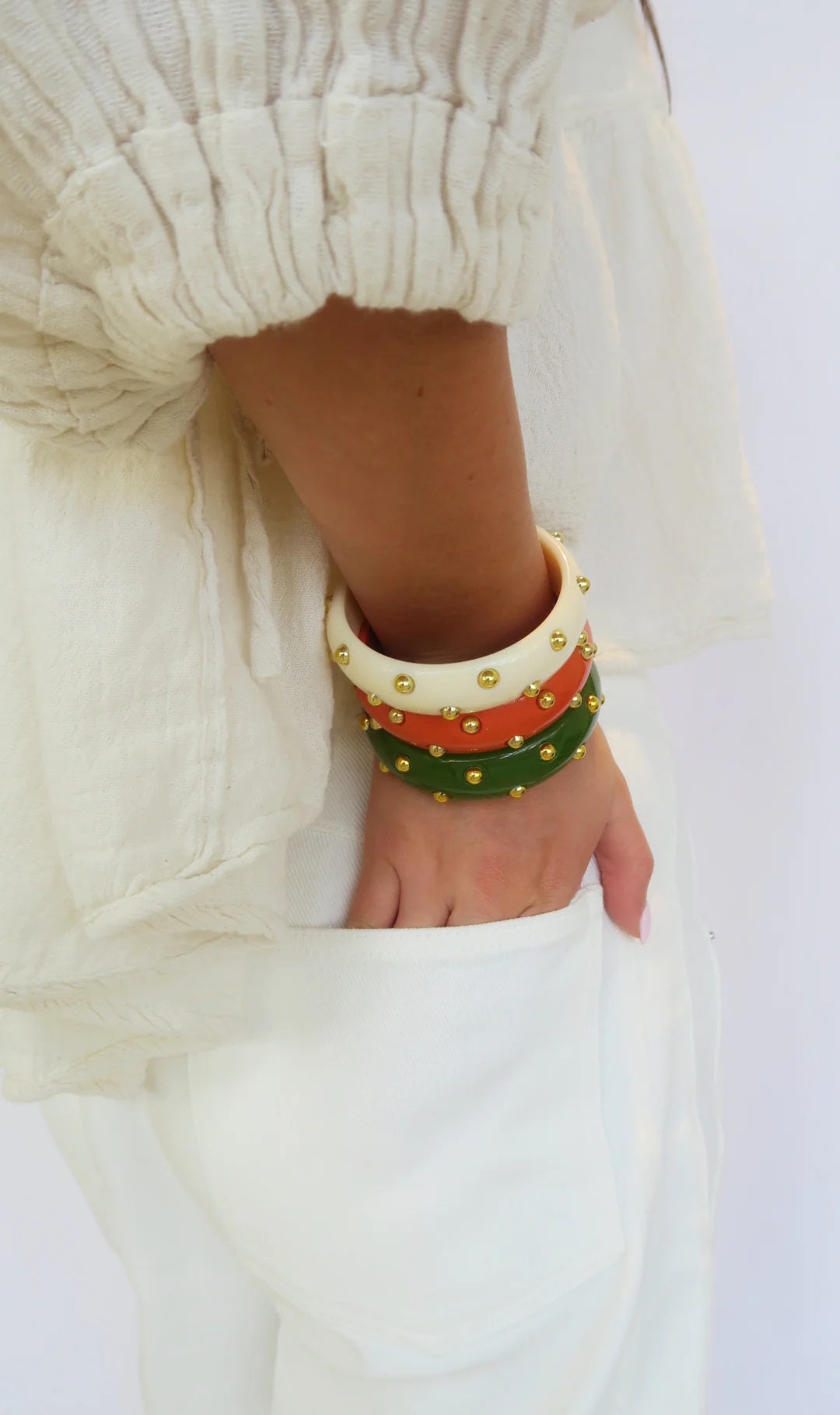 Studded Bangle - Ivory