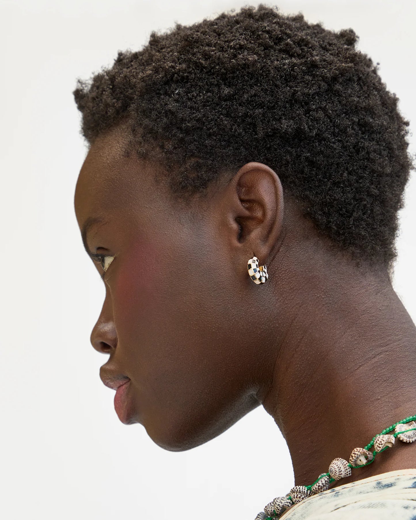 Petite Le Hoop - Black/Cream Checker