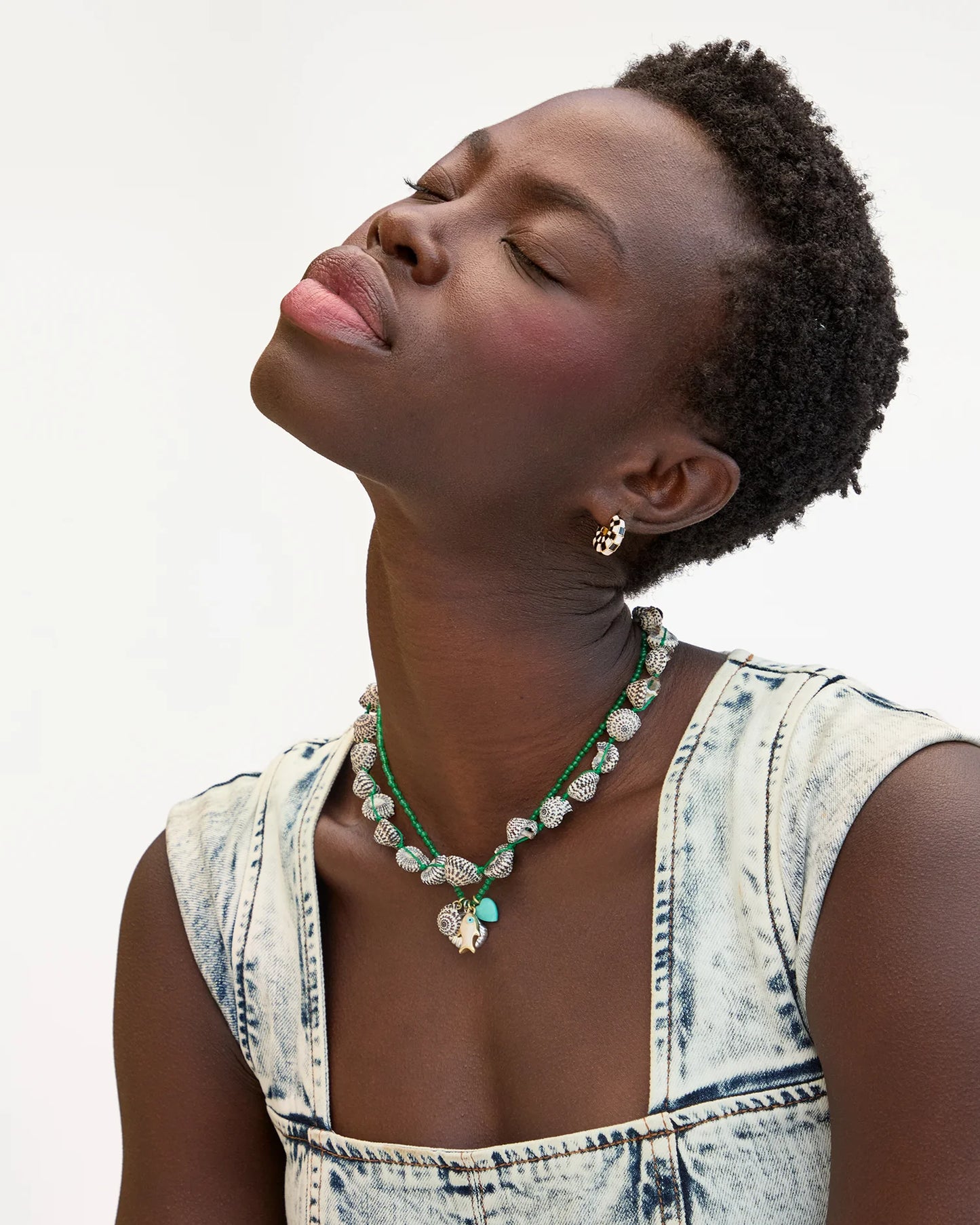 Petite Le Hoop - Black/Cream Checker