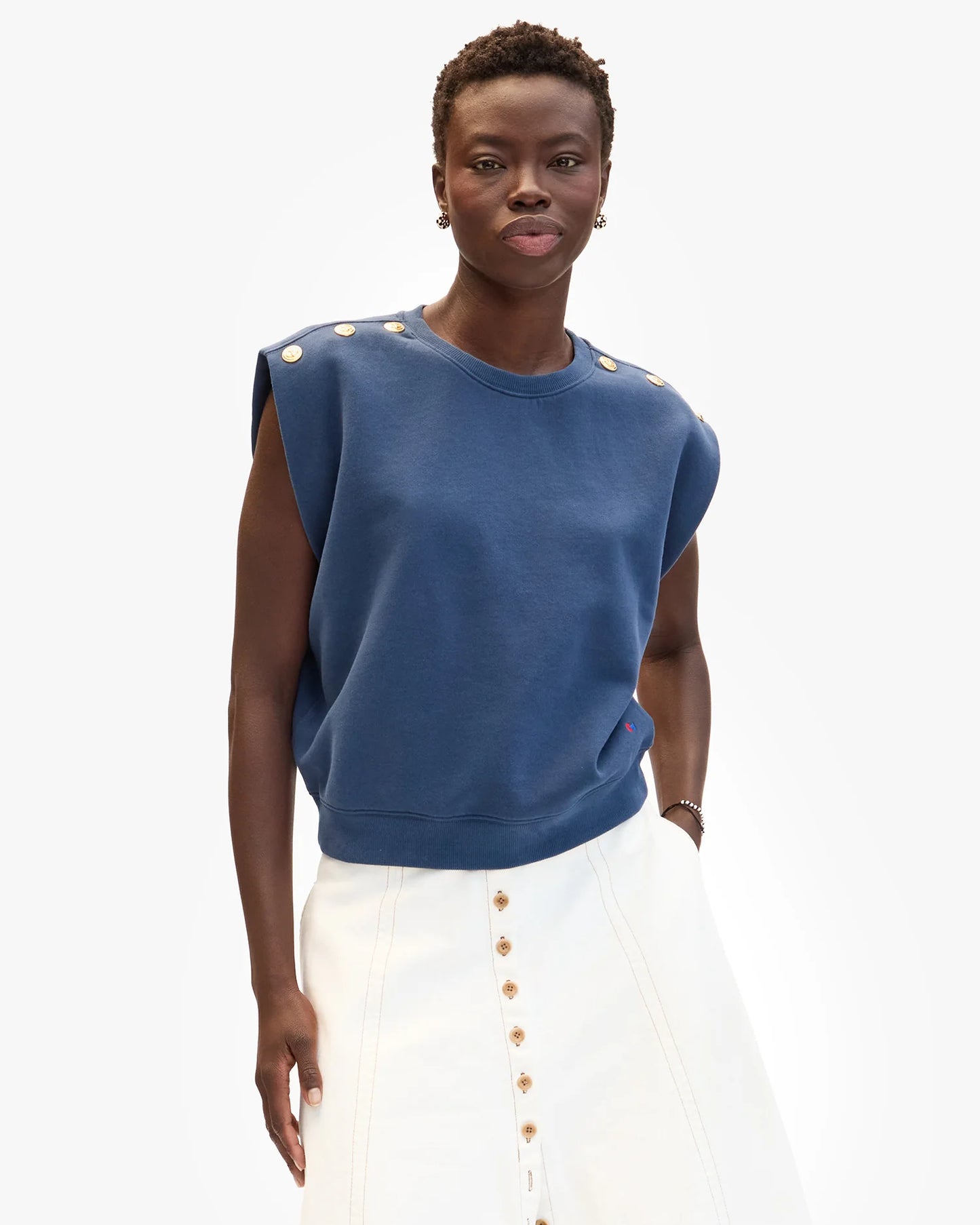 Le Vest w/ Gold Anchor Buttons - Navy