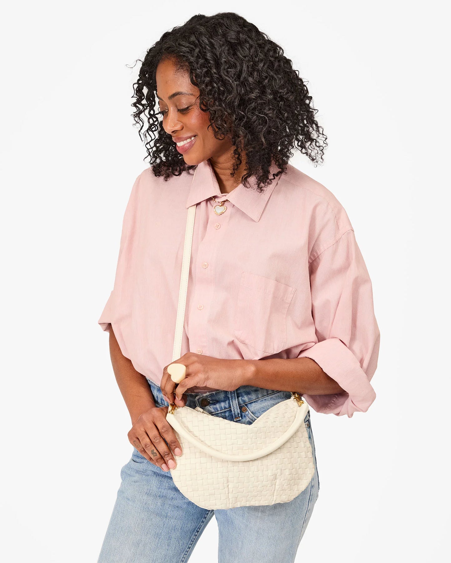 Petit Moyen Messenger - Woven Checker - Cream