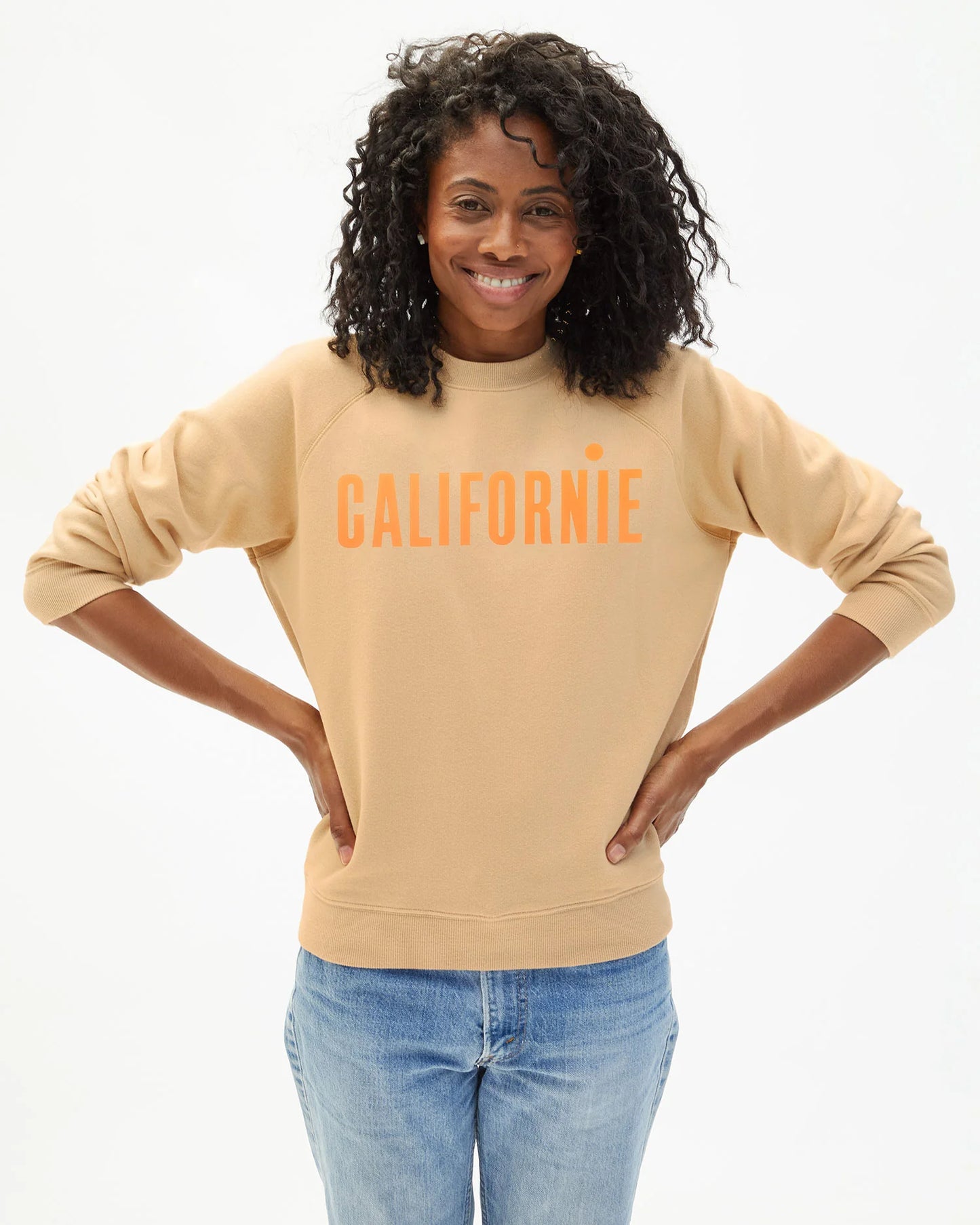 Sweatshirt Californie - Sand/Neon Orange