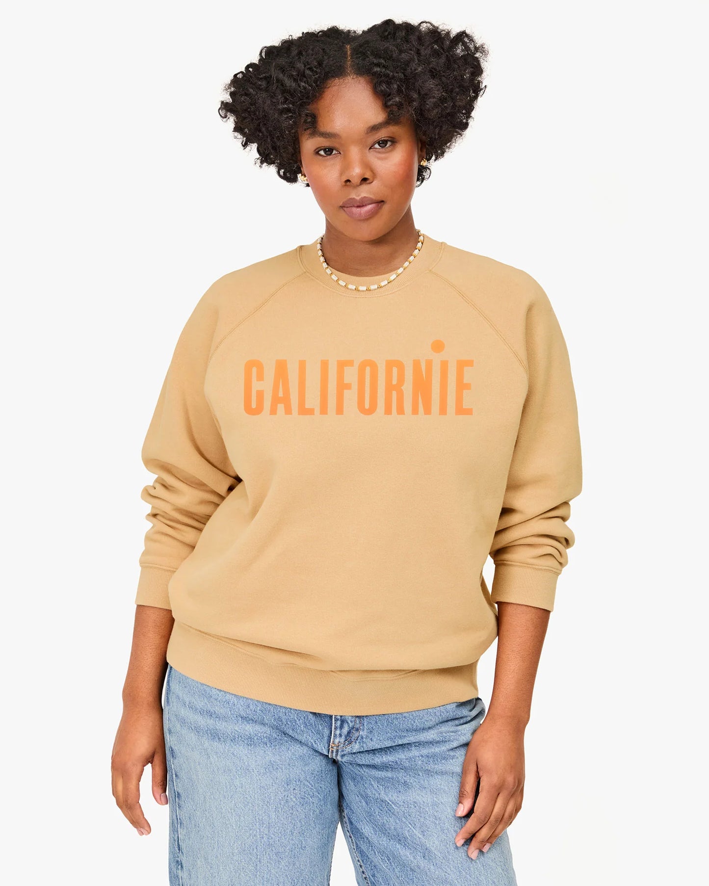 Sweatshirt Californie - Sand/Neon Orange