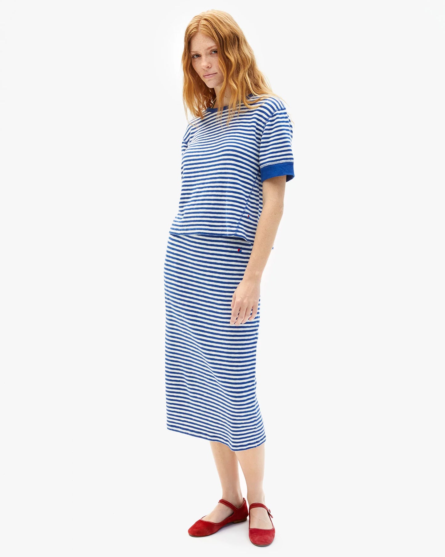 Le Tube Skirt - Stripe Cobalt/Cream