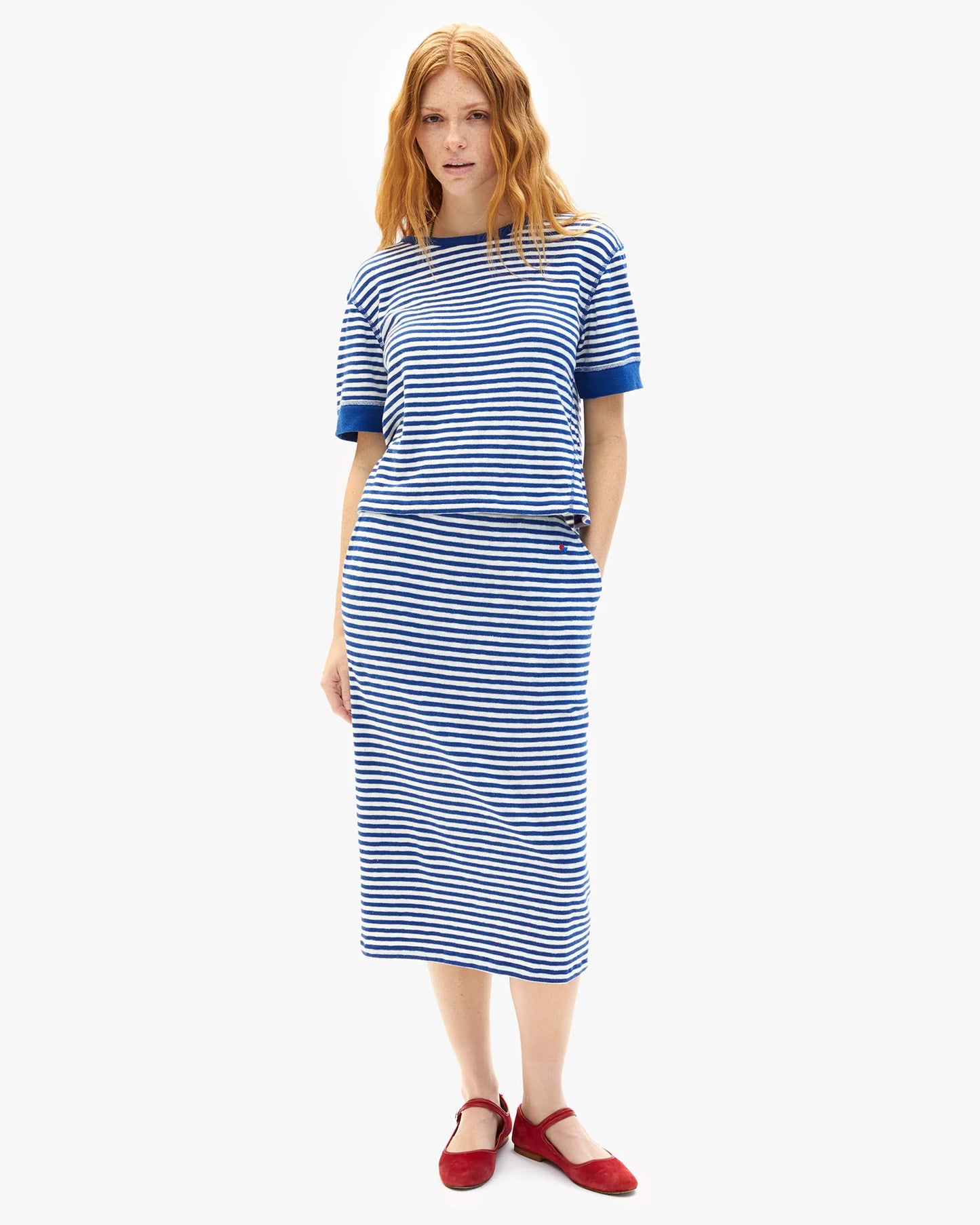 Le Tube Skirt - Stripe Cobalt/Cream