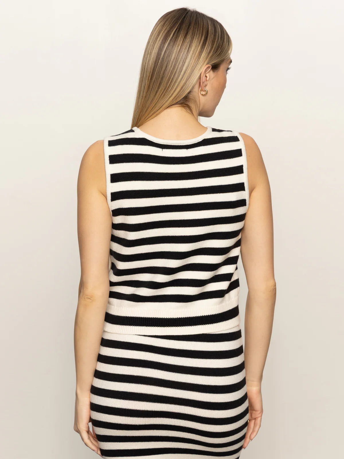 City Summer Tank Macrame Stripe - Black