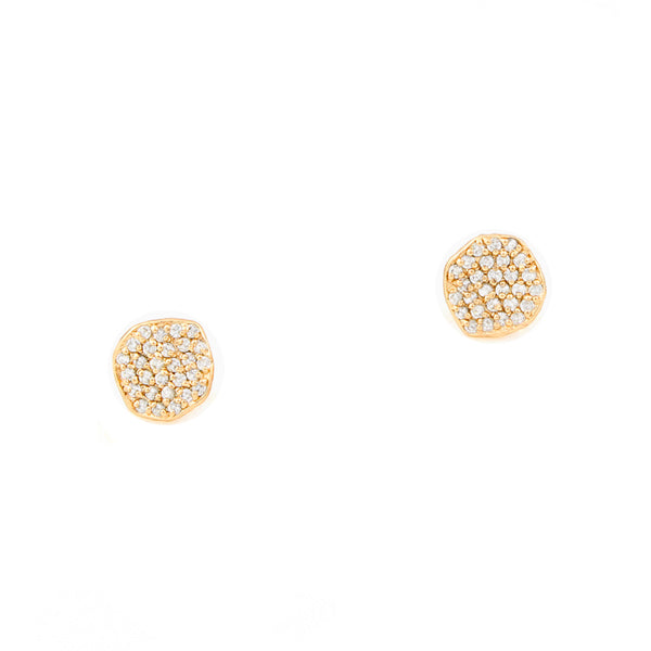 Clear Wavy Disc Earring - Gold