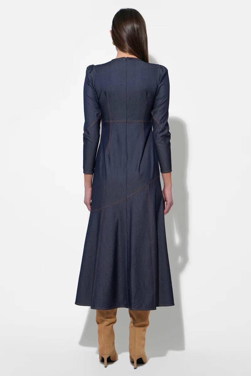 Jayne Denim Midi Dress - Denim Blue