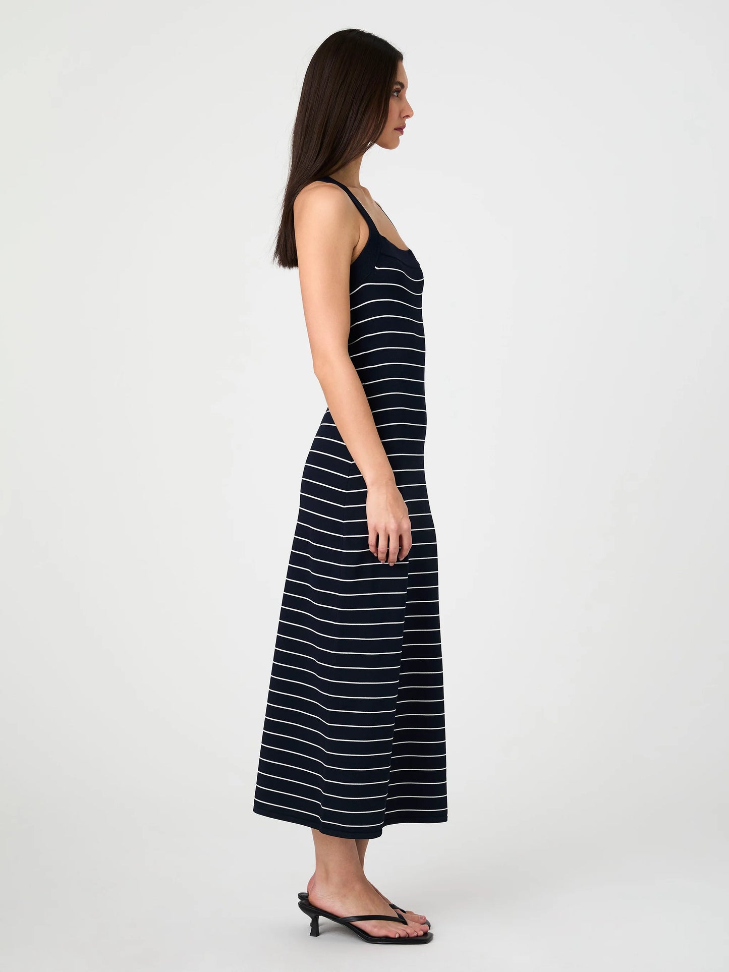 Bodycon Halter Midi Dress - Marine/White