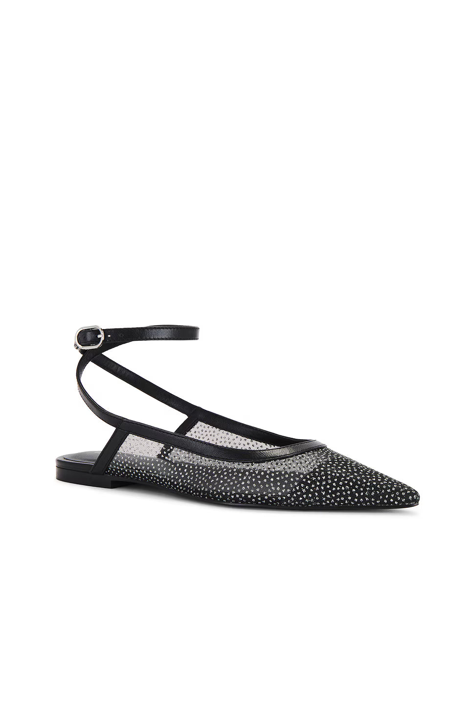 Sheer Glitter Jules Flat - Black