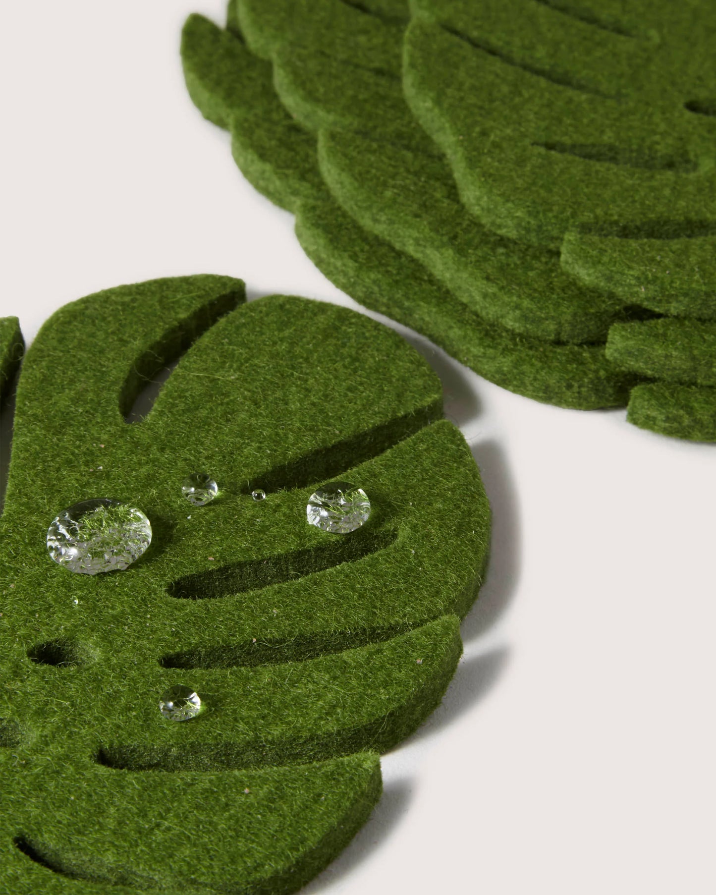 Merino Wool Monstera Coaster Solid 4 Pack-Loden Green