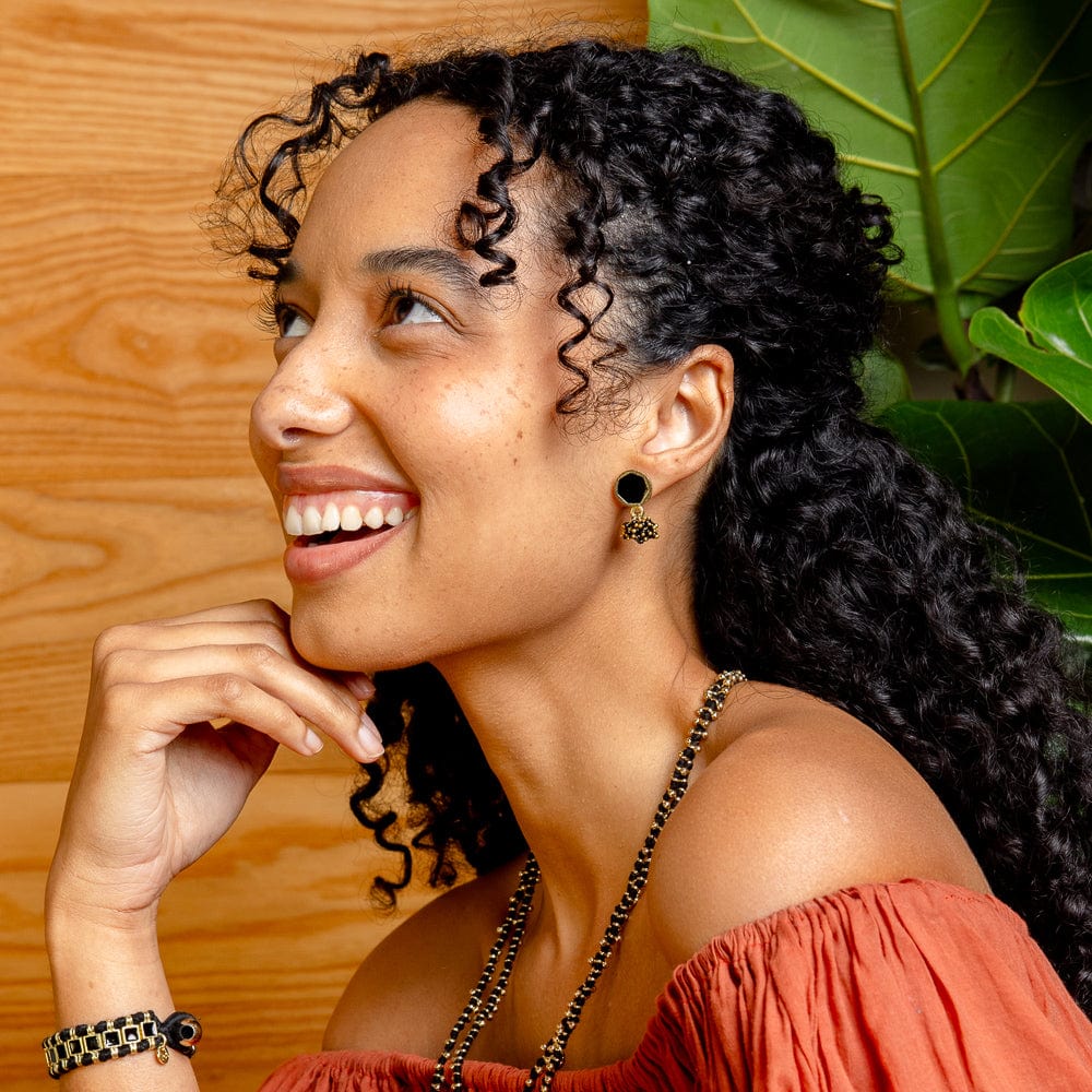 Kimberly Enamel Earring - Black