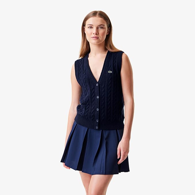 Button Front Vest - Navy Blue