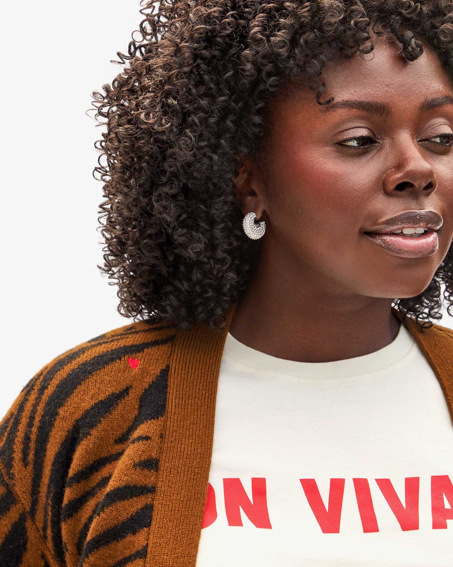 Le Hoop Pave Earrings- Rhodium/Clear