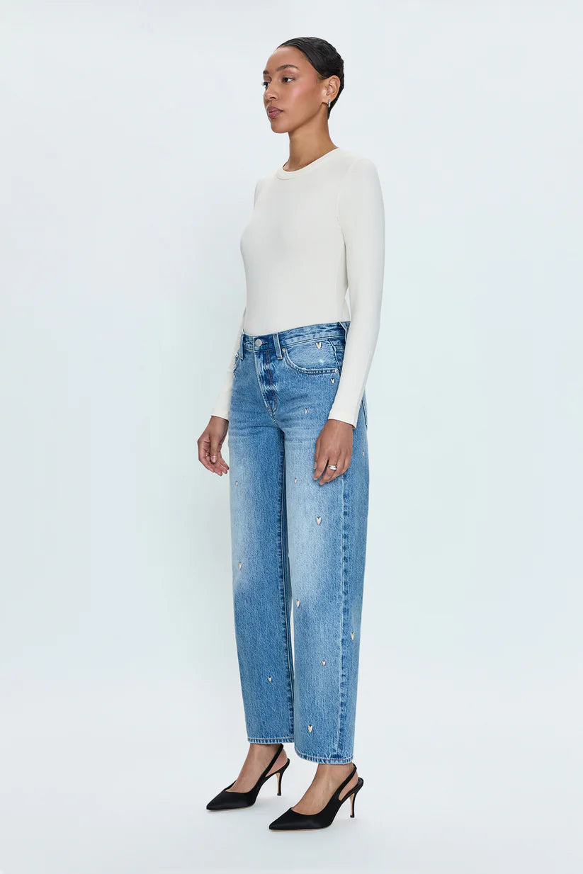 Lexi Mid Rise Bowed Leg Jean - Confetti Vintage