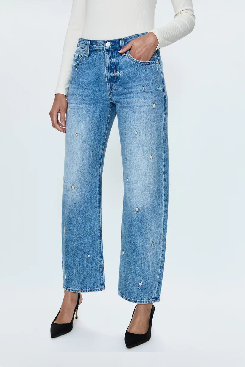 Lexi Mid Rise Bowed Leg Jean - Confetti Vintage