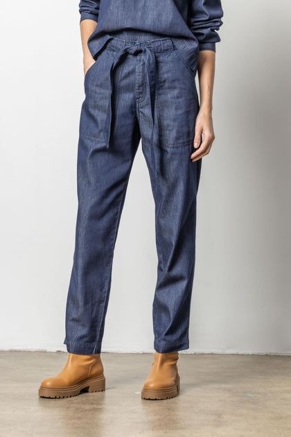 Denim Belted Pant - Dark Wash