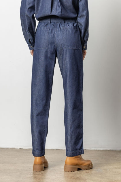 Denim Belted Pant - Dark Wash