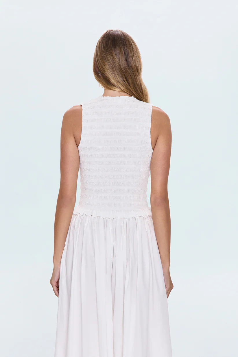 Phoebe Smocked Tank -Le Blanc