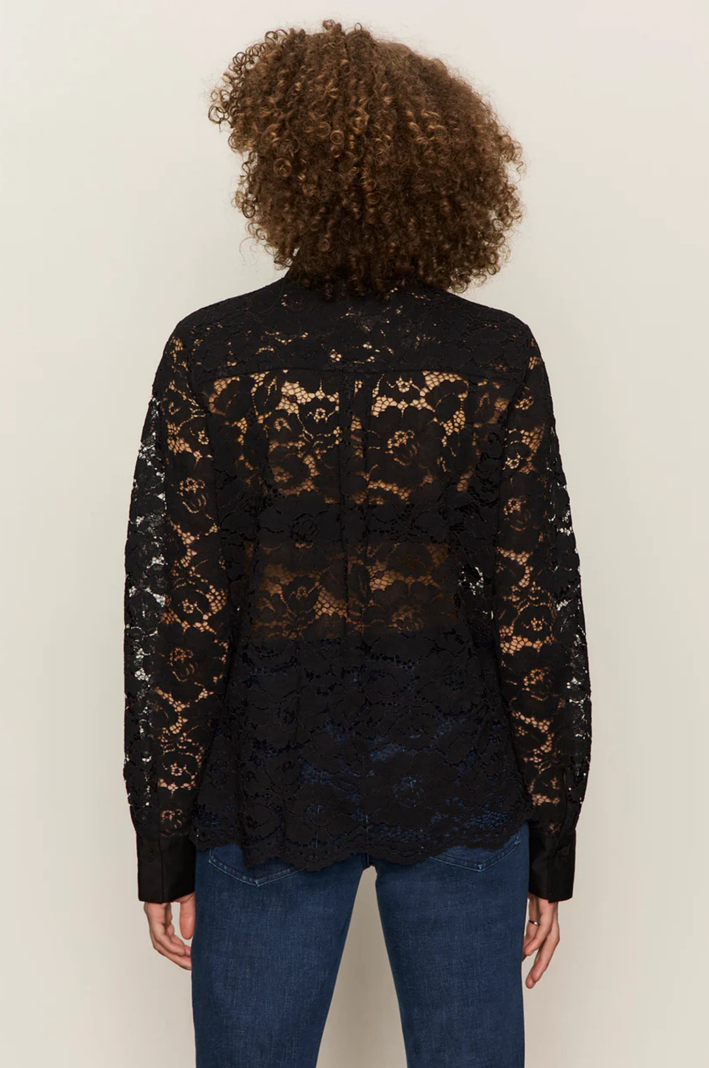 Serendipity Lace Tuxedo Shirt - Black
