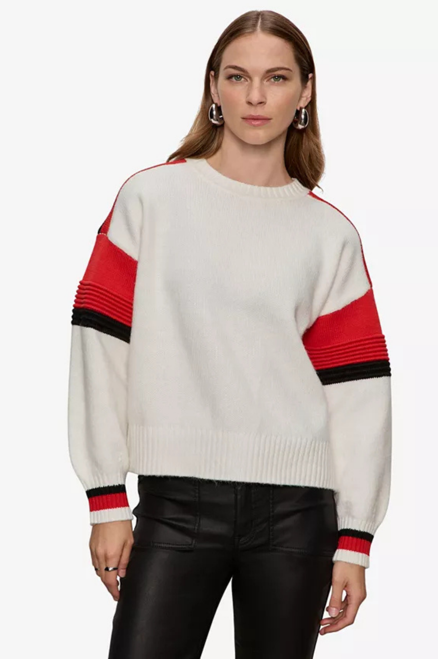 Sporty Stripe Crewneck - Cherry Lacquer Multi