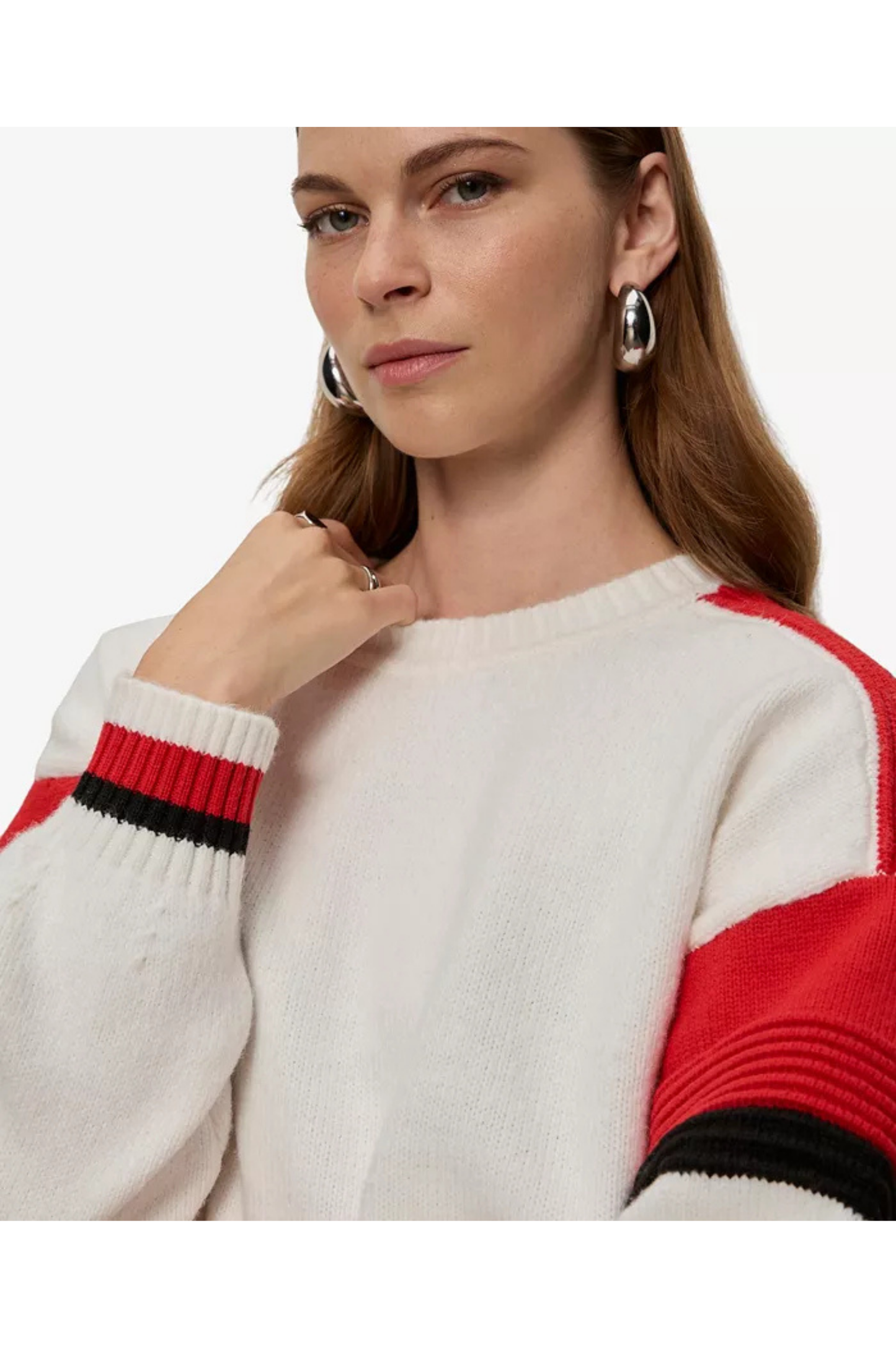 Sporty Stripe Crewneck - Cherry Lacquer Multi