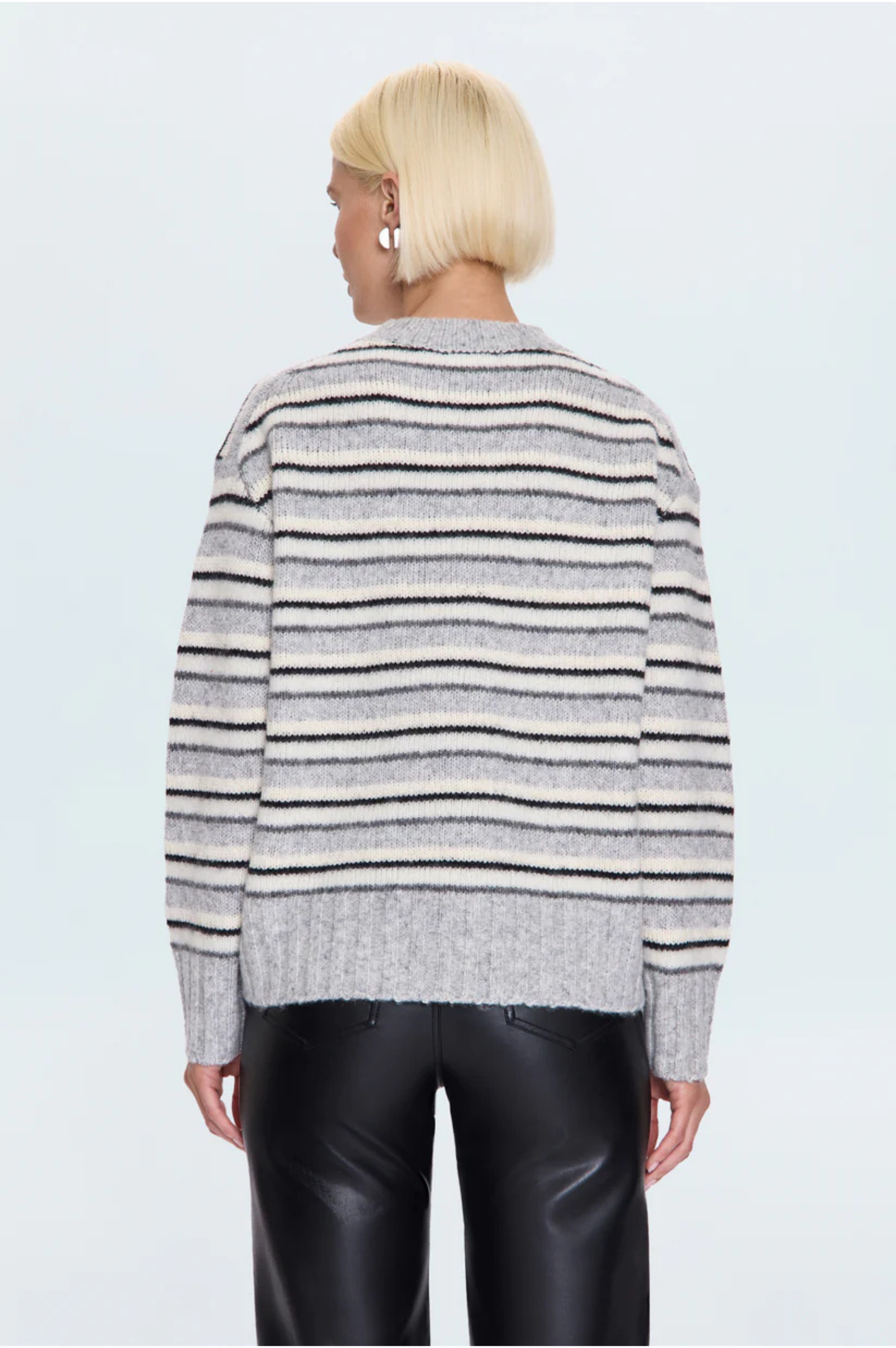 Hanna Oversized Sweater - Grey and White Stripe