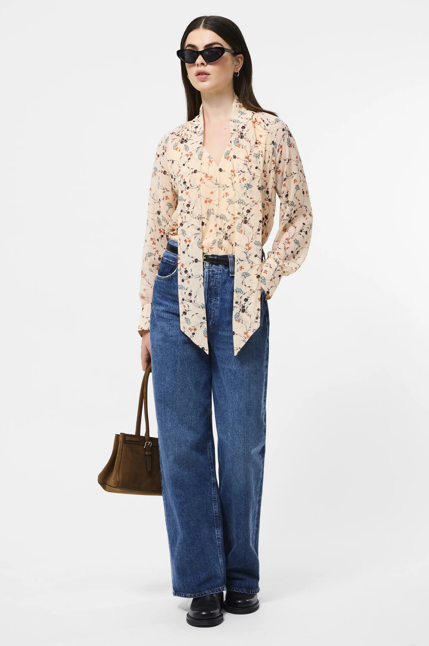 Leithia Wispy Chiffon Neck Tie Top - Bisque Multi