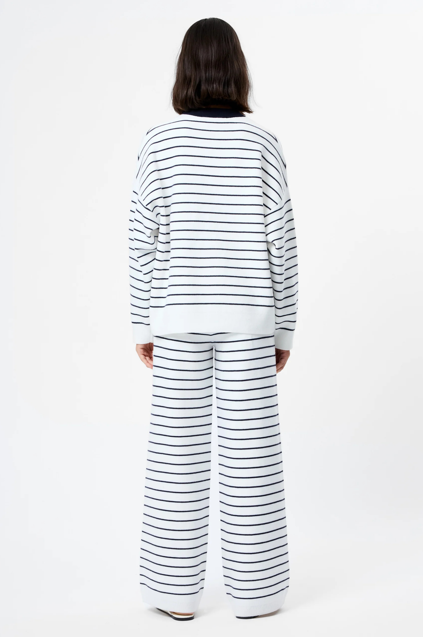 Marley Knit Striped Crew Neck - White Marine