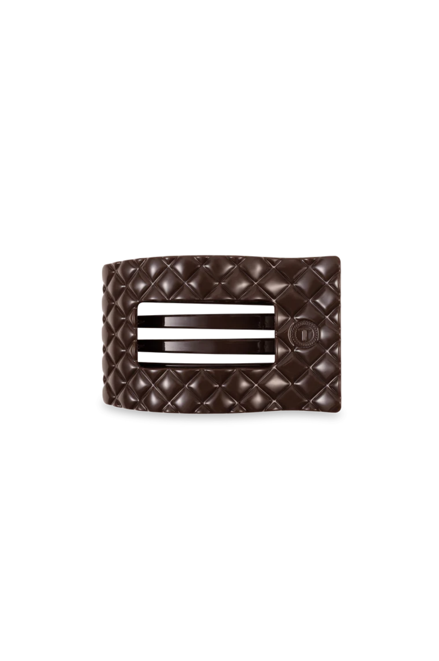 Quilted Small Flat Rectangle Hair Clip - Truly Taupe