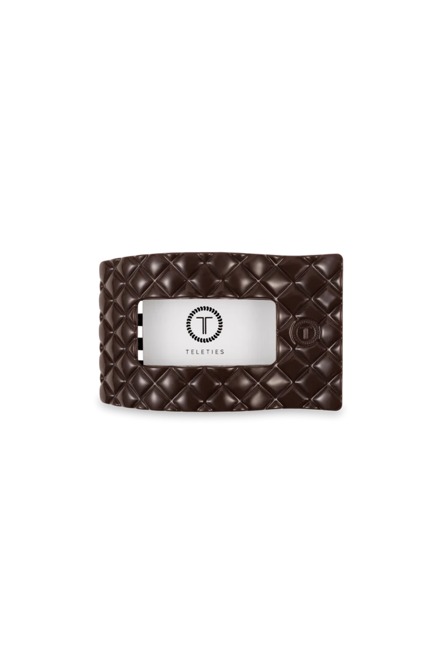Quilted Small Flat Rectangle Hair Clip - Truly Taupe