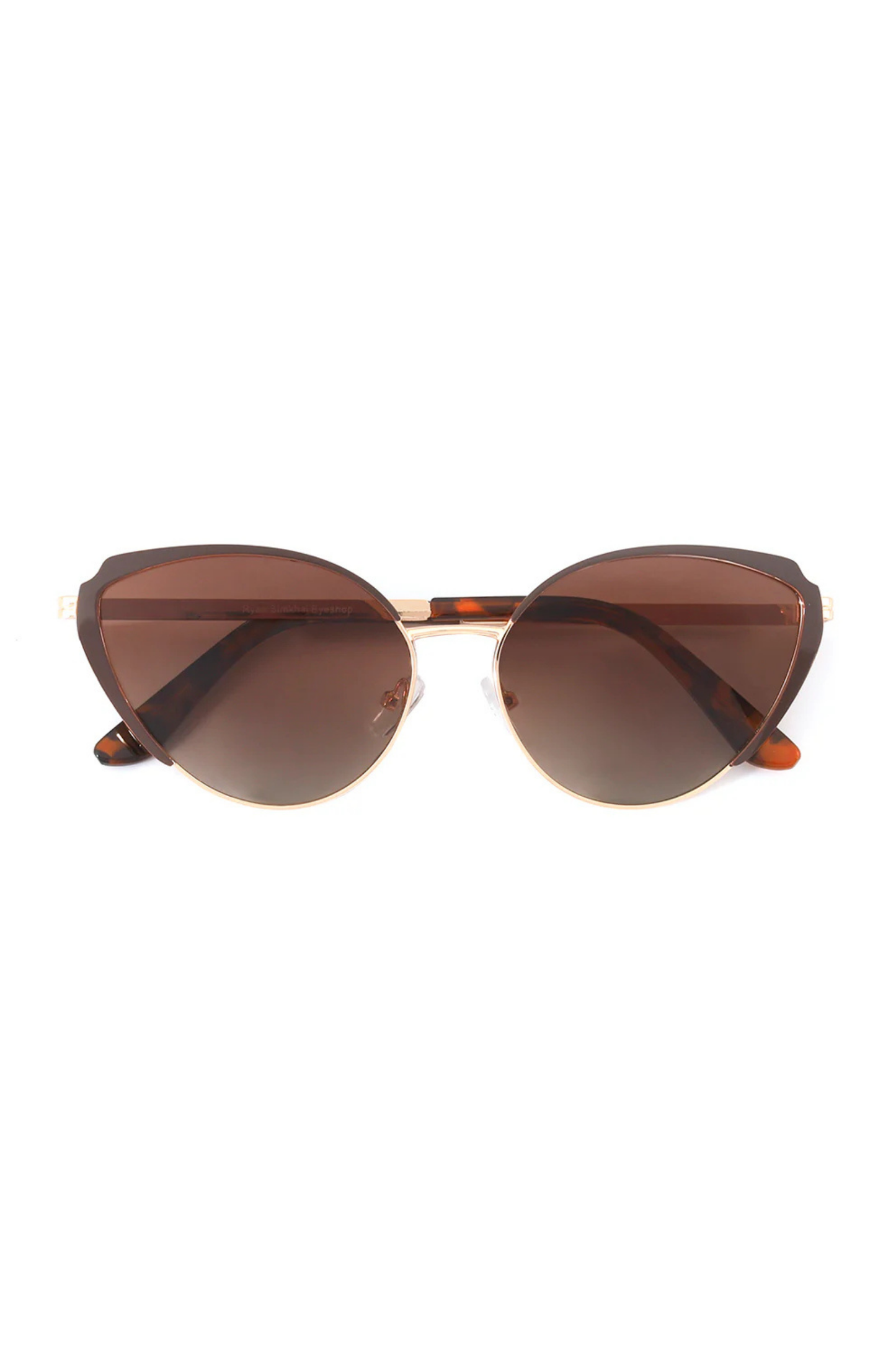Lotus Sunglasses - Gold Frame w/Brown Cateye