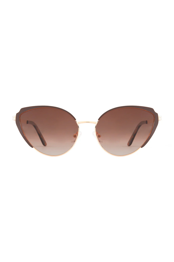 Lotus Sunglasses - Gold Frame w/Brown Cateye
