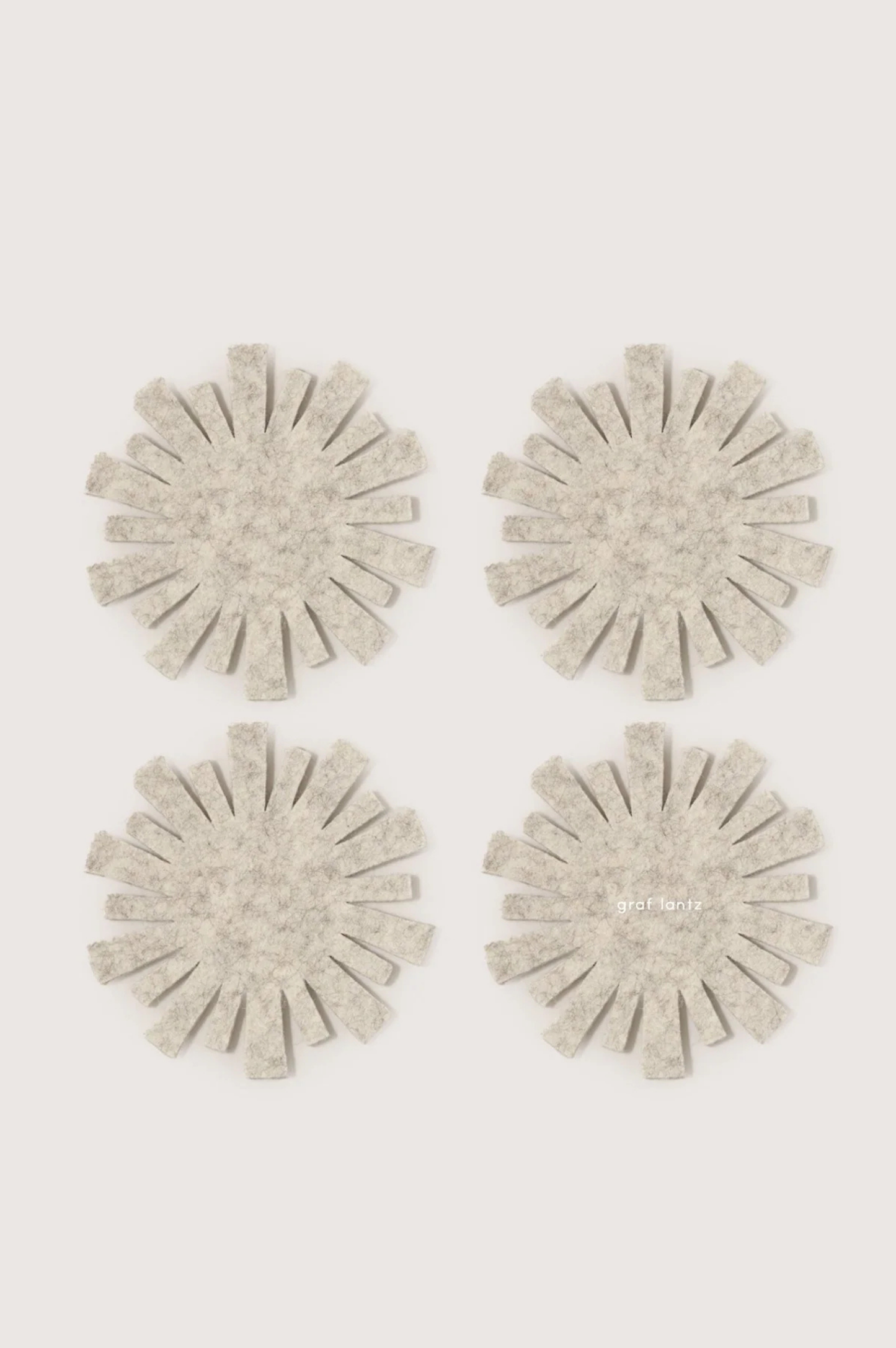 Merino Wool Starburst Coaster Solid 4 Pack - Heather White