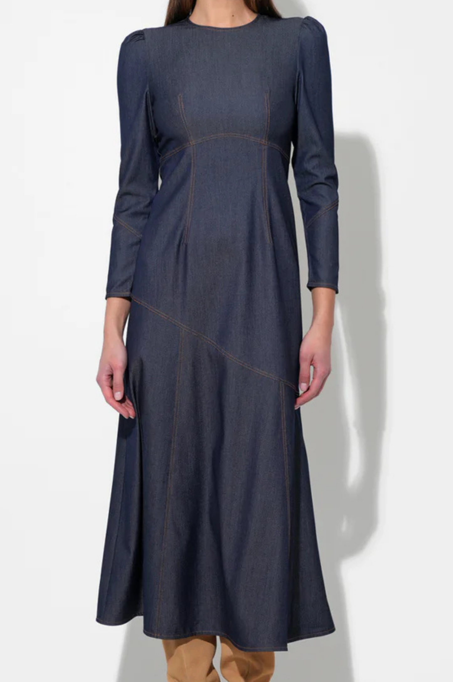 Jayne Denim Midi Dress - Denim Blue